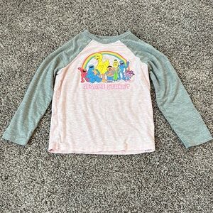Sesame Street Pink and Gray 3/4 length sleeve raglan top